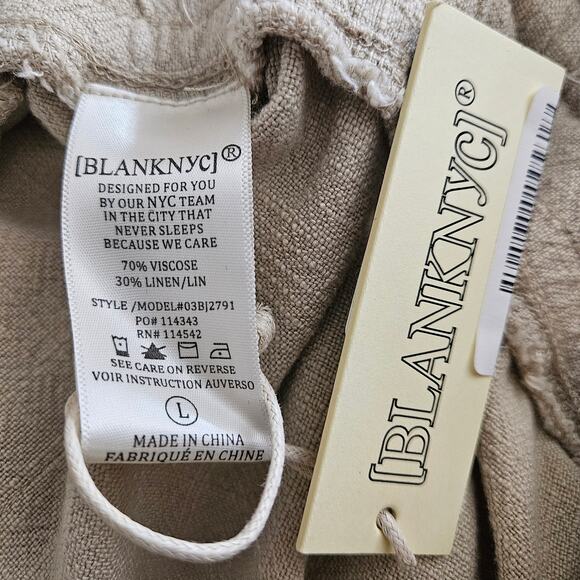 NWT BLANKNYC Ruffled Smocked Paperbag Elastic Waist Pull On Linen Jogger Pant L - Picture 12 of 12